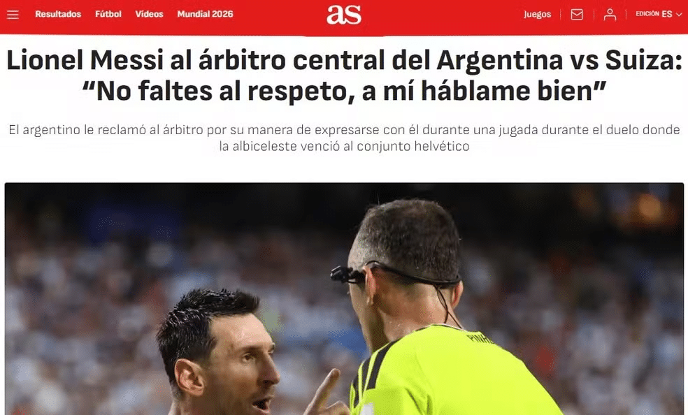 messi disute arbitro suica argentina